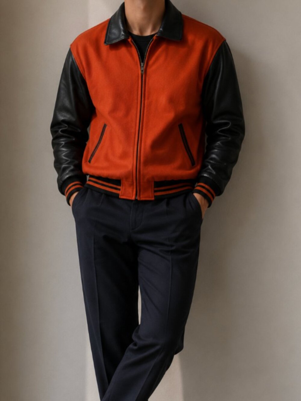 Golden Bear Vintage Leather and Wool Varsity Jacket